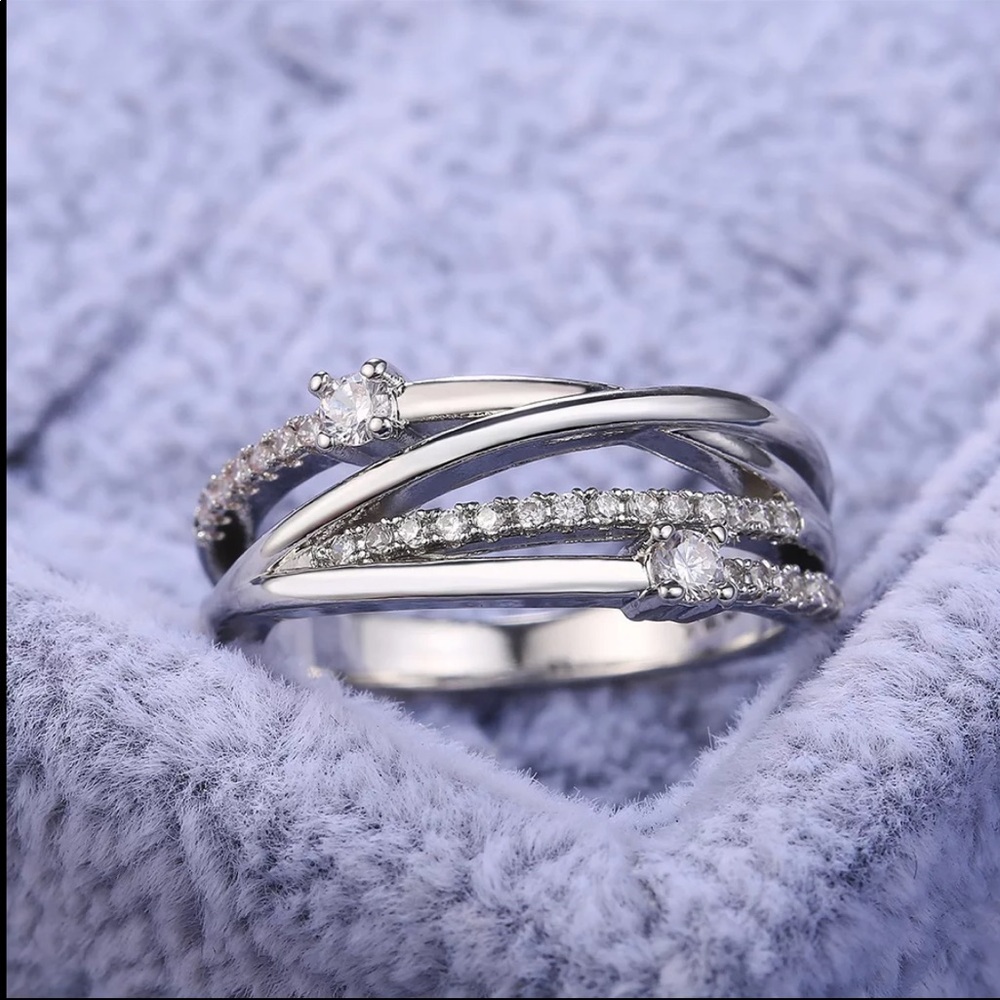 New 925 Silver Stackable Diamond Bridal Ring - Picture 3 of 9